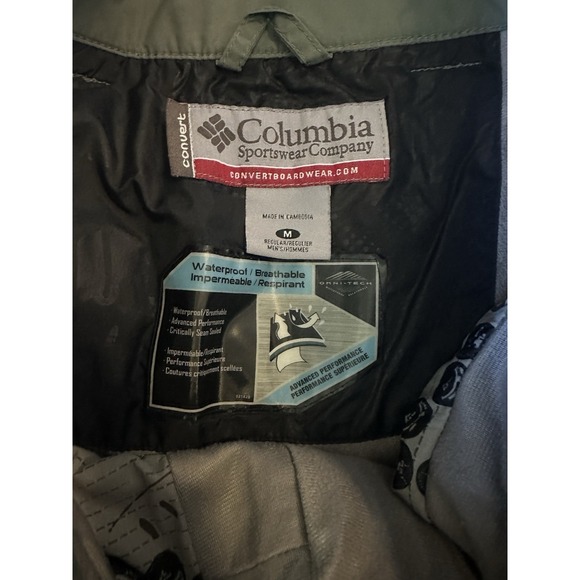 Columbia Convert Boardwear Snow Pants Olive Green M Men's Omni-Tech 34x32 - Picture 5 of 6